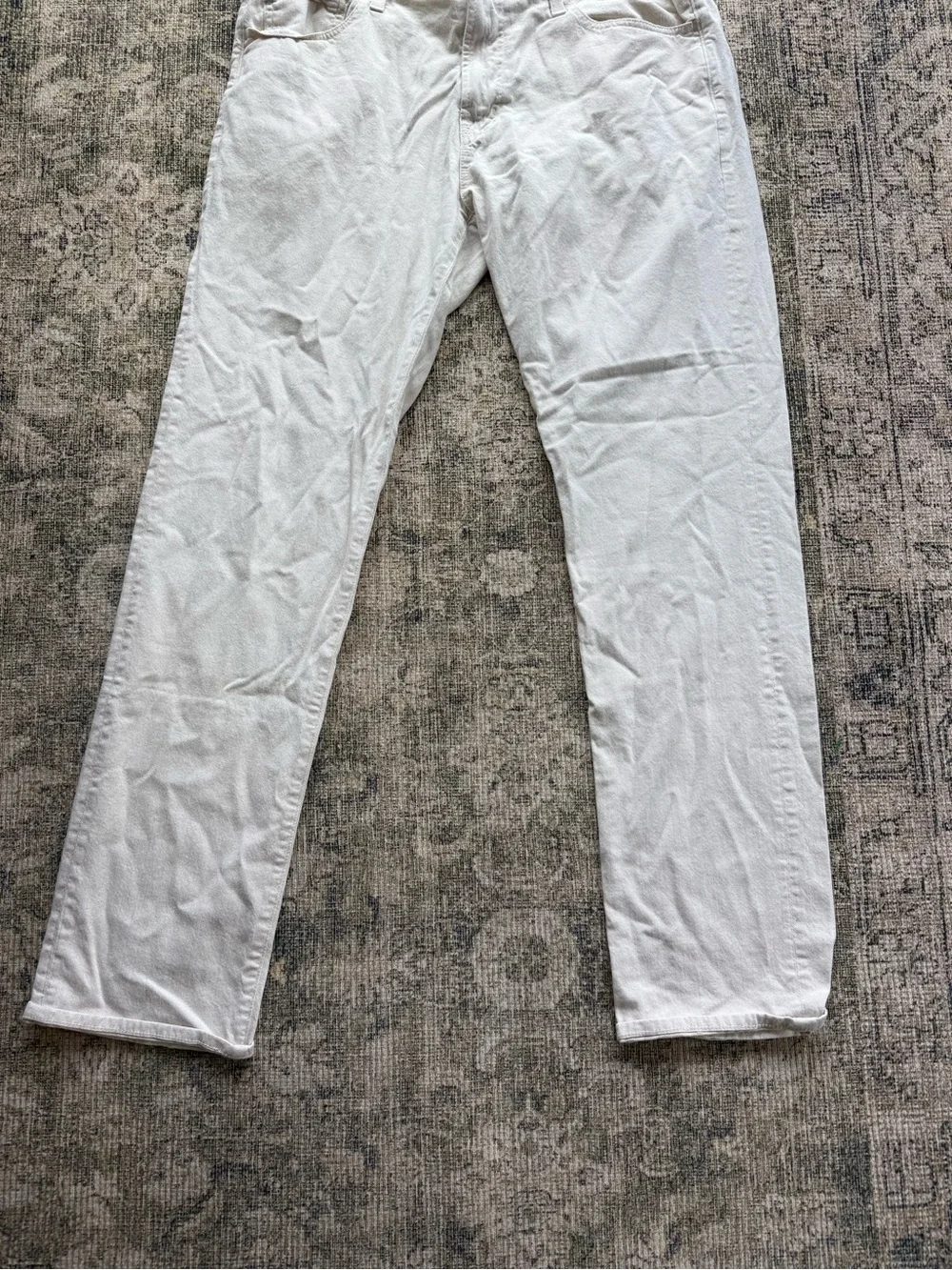AG Everett Slim Straight Cotton Blend Pants Cream 36x34 Coastal Beach Casual